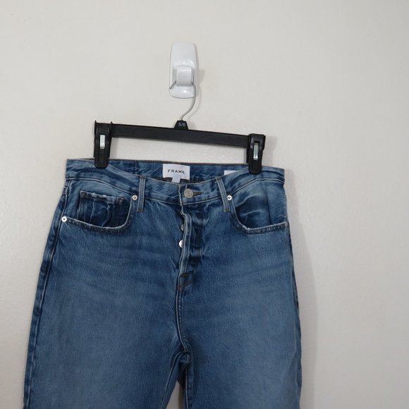 Frame size 28 Le Original High Rise Straight Leg Jeans Distressed - Picture 3 of 8